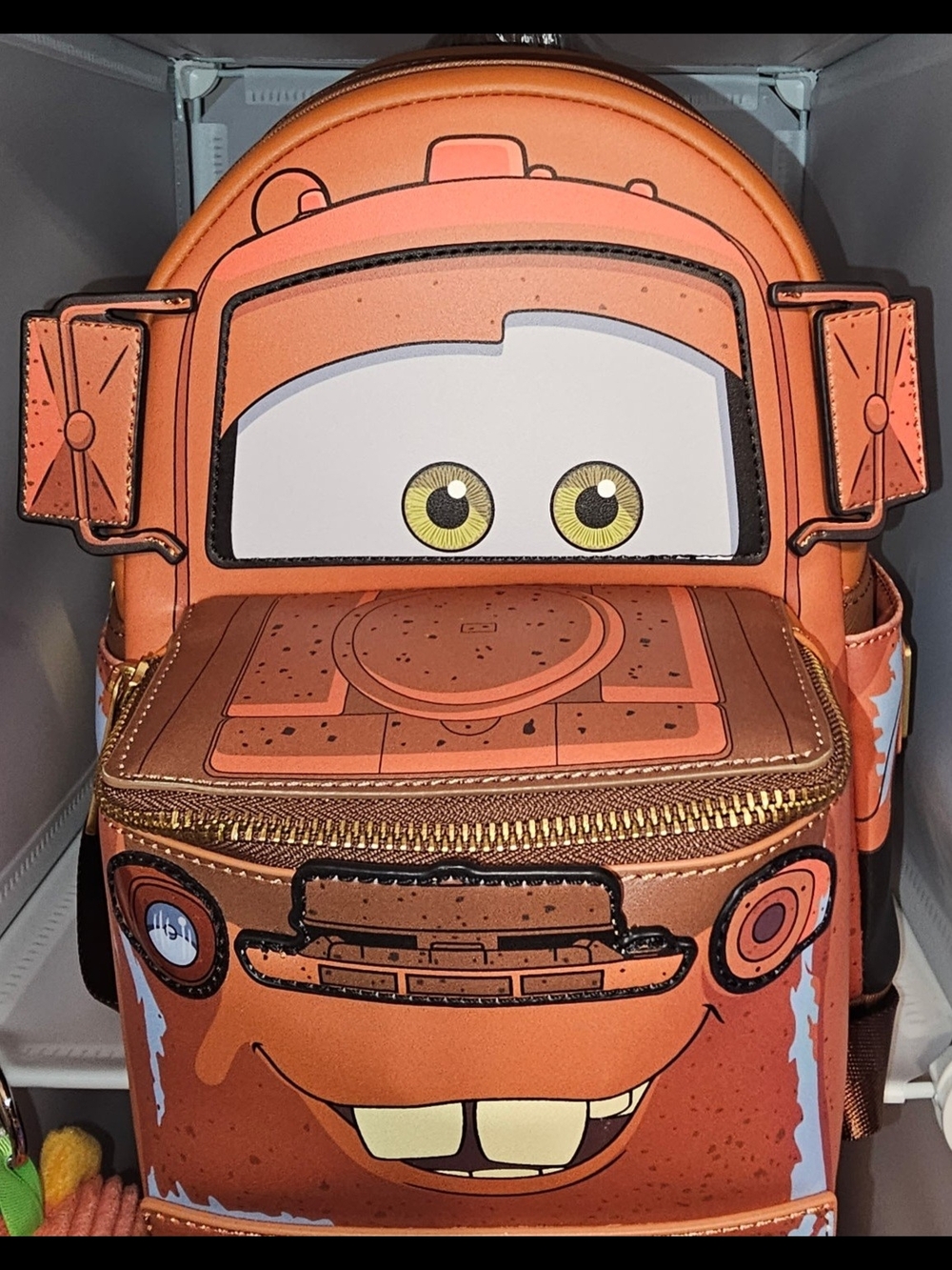 Disney Pixar Cars Mater Orange Character Backpack With Light Up Headlight